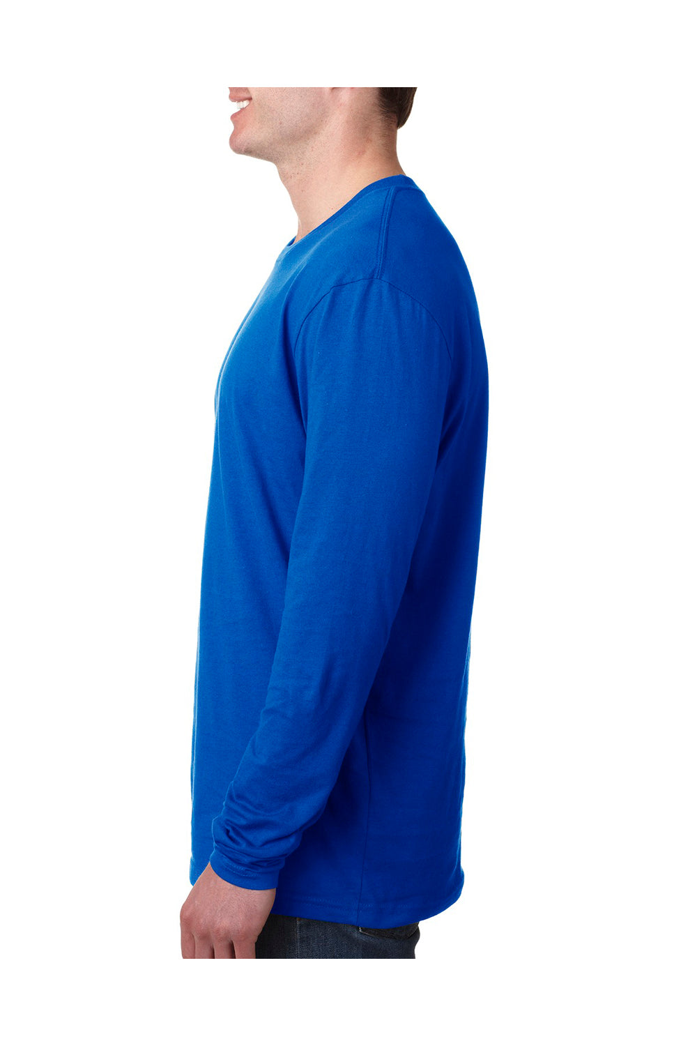 Next Level N3601 Mens Fine Jersey Long Sleeve Crewneck T-Shirt Royal Blue Side