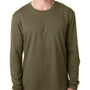Next Level Mens Fine Jersey Long Sleeve Crewneck T-Shirt - Military Green