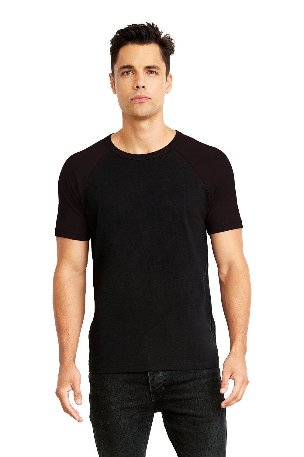 Next Level N3650 Mens Fine Jersey Short Sleeve Crewneck T-Shirt Black Front