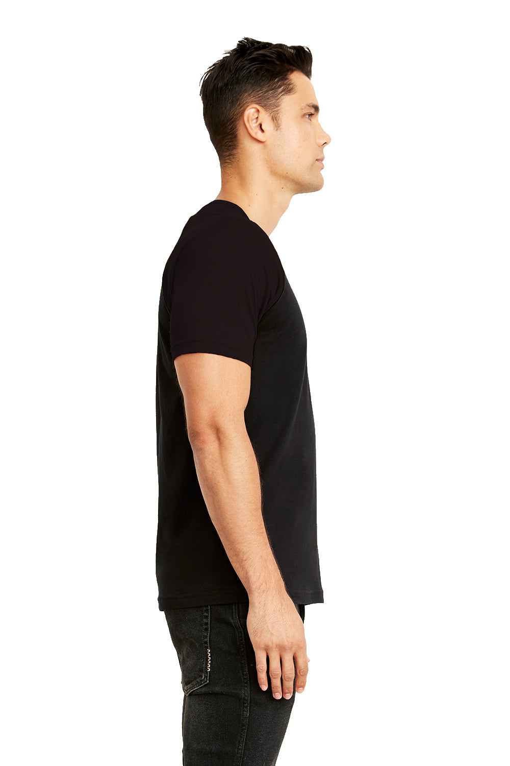 Next Level N3650 Mens Fine Jersey Short Sleeve Crewneck T-Shirt Black Side