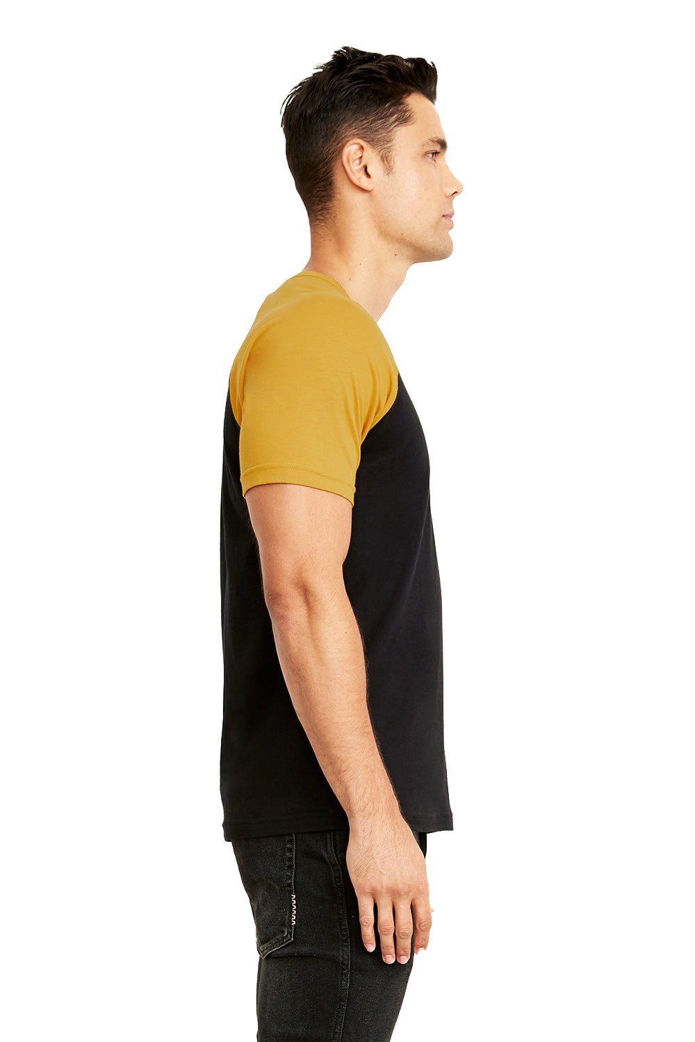 Next Level N3650 Mens Fine Jersey Short Sleeve Crewneck T-Shirt Antique Gold/Black Side