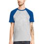 Next Level Mens Fine Jersey Short Sleeve Crewneck T-Shirt - Heather Grey/Royal Blue - Closeout
