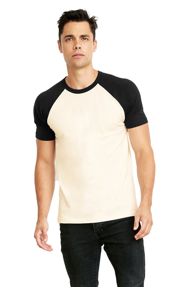 Next Level N3650 Mens Fine Jersey Short Sleeve Crewneck T-Shirt Black/Natural Front