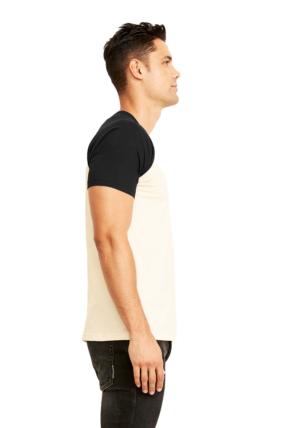 Next Level N3650 Mens Fine Jersey Short Sleeve Crewneck T-Shirt Black/Natural Side