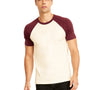 Next Level Mens Fine Jersey Short Sleeve Crewneck T-Shirt - Natural/Maroon - Closeout