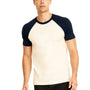 Next Level Mens Fine Jersey Short Sleeve Crewneck T-Shirt - Natural/Midnight Navy Blue - Closeout