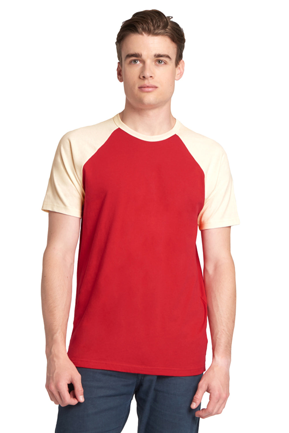 Next Level N3650 Fine Jersey Short Sleeve Crewneck T-Shirt Red/Natural Front