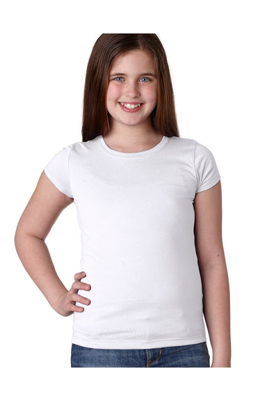 Next Level N3710 Youth Princess Fine Jersey Short Sleeve Crewneck T-Shirt White Front