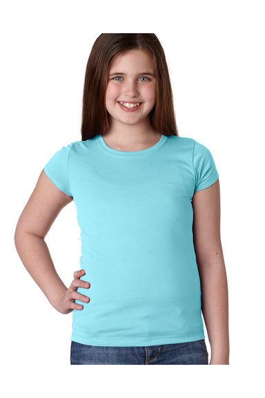 Next Level N3710 Youth Princess Fine Jersey Short Sleeve Crewneck T-Shirt Cancun Blue Front