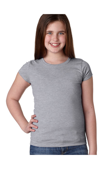 Next Level N3710 Youth Princess Fine Jersey Short Sleeve Crewneck T-Shirt Heather Grey Front