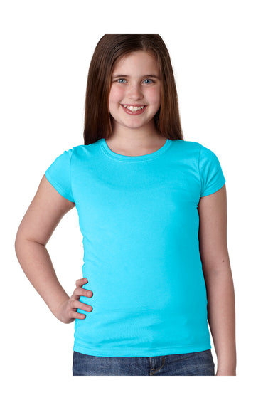 Next Level N3710 Youth Princess Fine Jersey Short Sleeve Crewneck T-Shirt Tahiti Blue Front