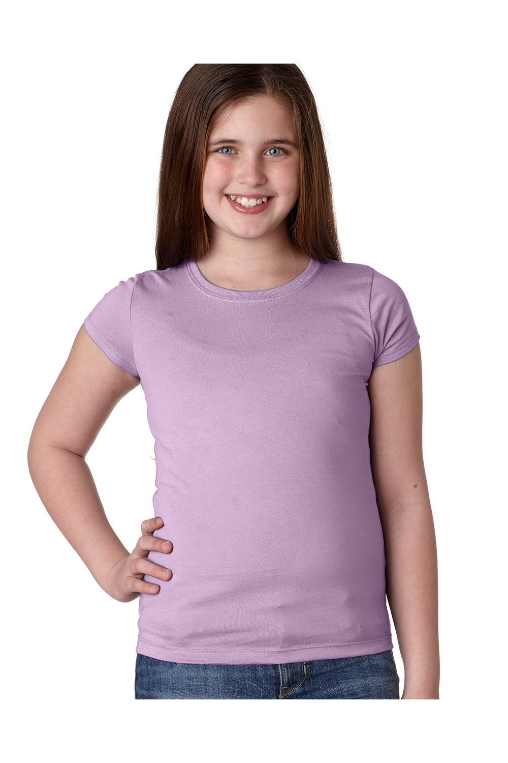 Next Level N3710 Youth Princess Fine Jersey Short Sleeve Crewneck T-Shirt Lilac Pink Front