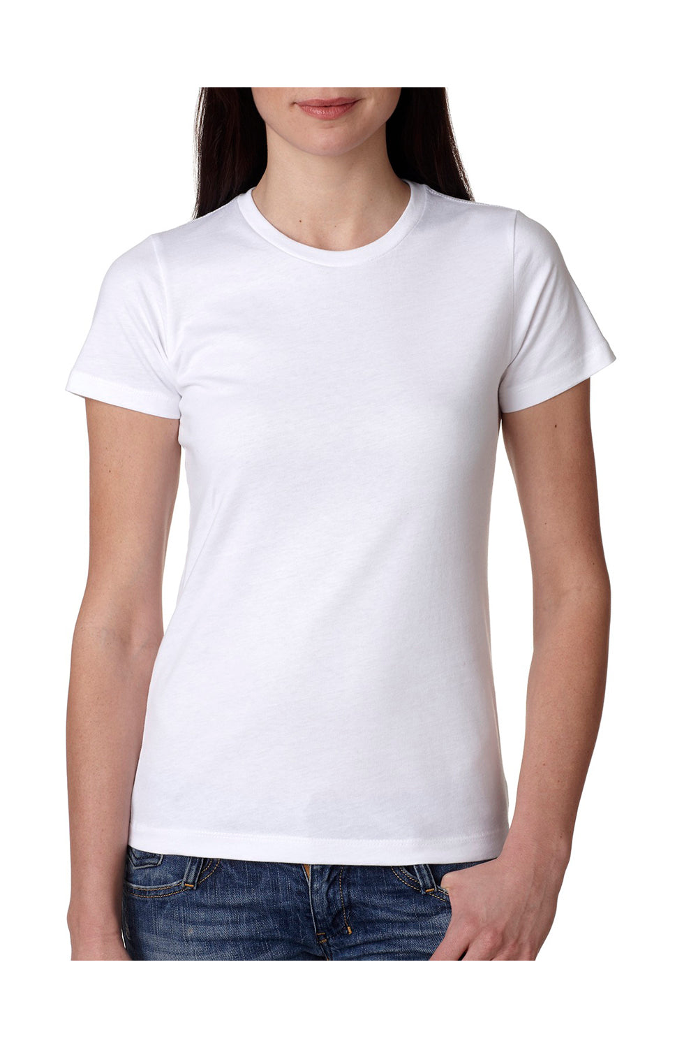 Next Level N3900 Womens Boyfriend Fine Jersey Short Sleeve Crewneck T-Shirt White Front