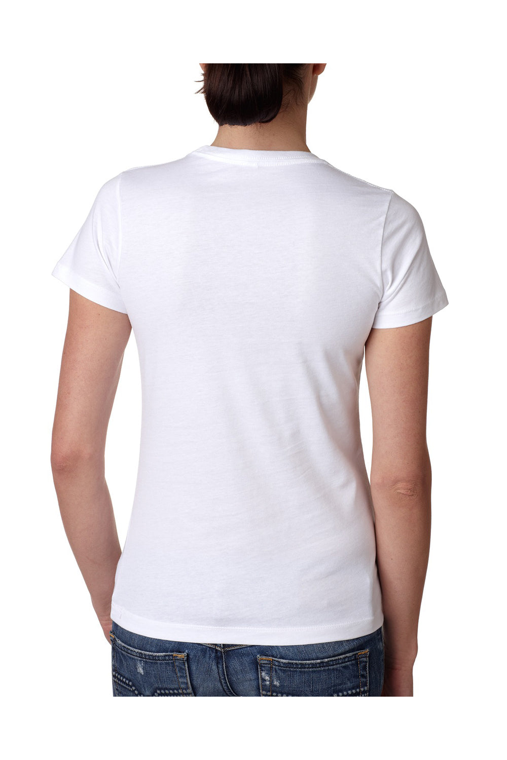 Next Level N3900 Womens Boyfriend Fine Jersey Short Sleeve Crewneck T-Shirt White Back