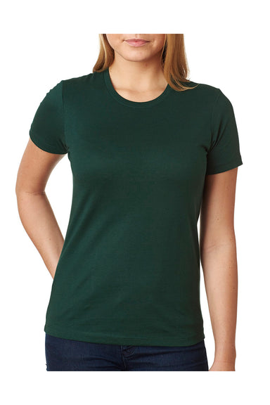 Next Level N3900 Womens Boyfriend Fine Jersey Short Sleeve Crewneck T-Shirt Forest Green Front
