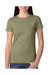 Next Level N3900 Womens Boyfriend Fine Jersey Short Sleeve Crewneck T-Shirt Light Olive Green Front