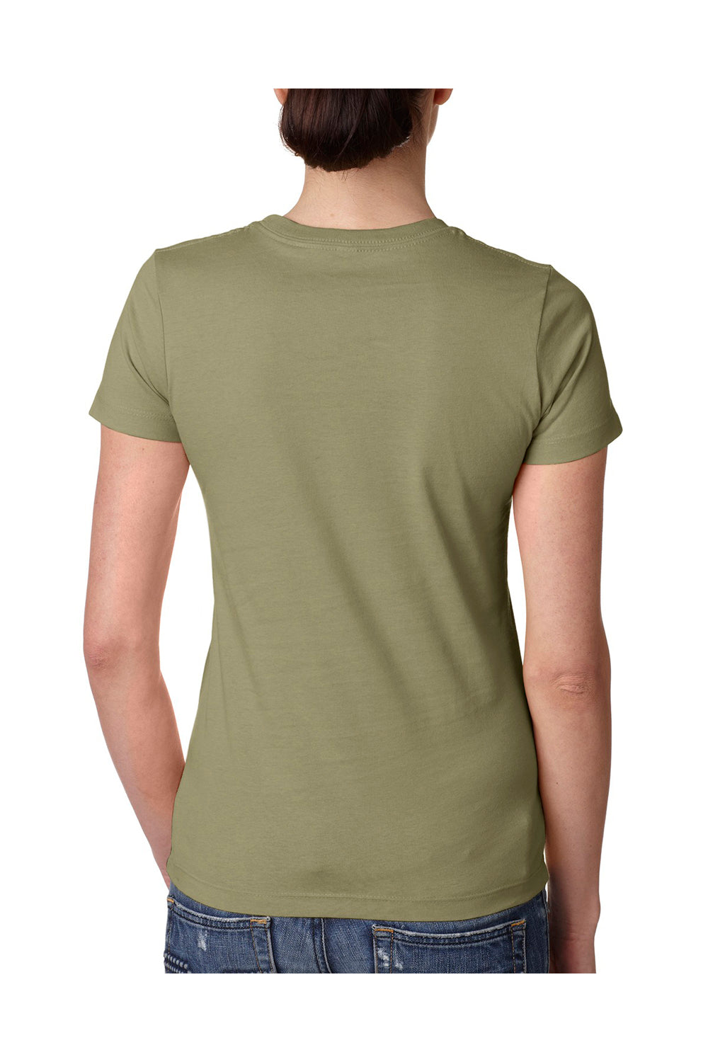 Next Level N3900 Womens Boyfriend Fine Jersey Short Sleeve Crewneck T-Shirt Light Olive Green Back