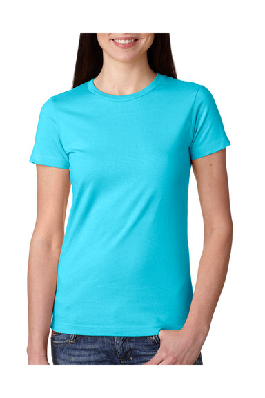 Next Level N3900 Womens Boyfriend Fine Jersey Short Sleeve Crewneck T-Shirt Tahiti Blue Front