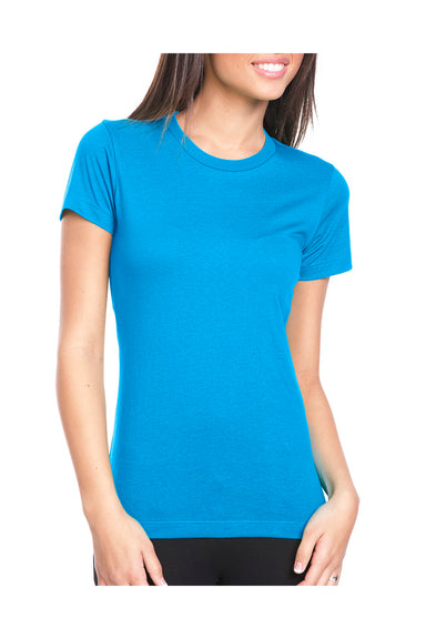 Next Level N3900 Womens Boyfriend Fine Jersey Short Sleeve Crewneck T-Shirt Turquoise Blue Front