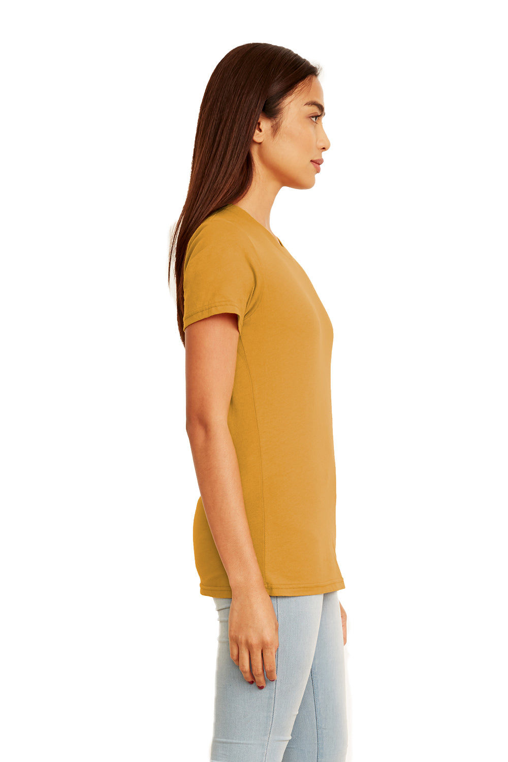 Next Level N3900 Womens Boyfriend Fine Jersey Short Sleeve Crewneck T-Shirt Antique Gold Side