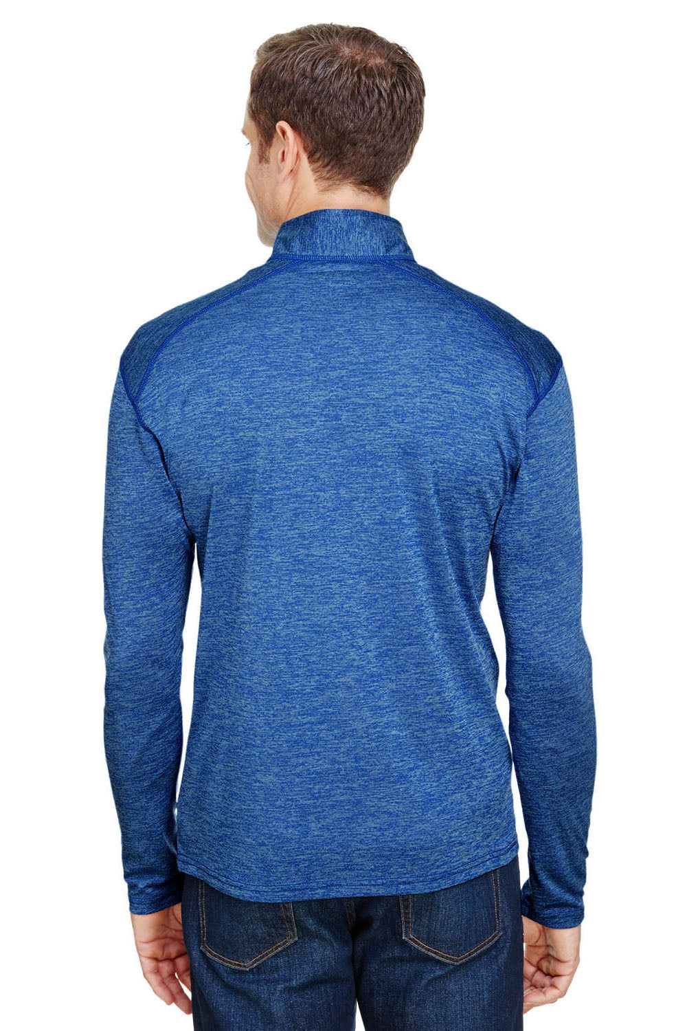 A4 N4010 Mens Tonal Space Dye Performance Moisture Wicking 1/4 Zip Sweatshirt Royal Blue Back