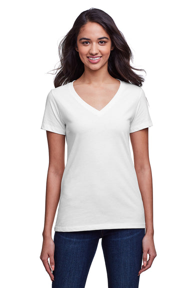 Next Level N4240 Womens Eco Performance Moisture Wicking Short Sleeve V-Neck T-Shirt White Front
