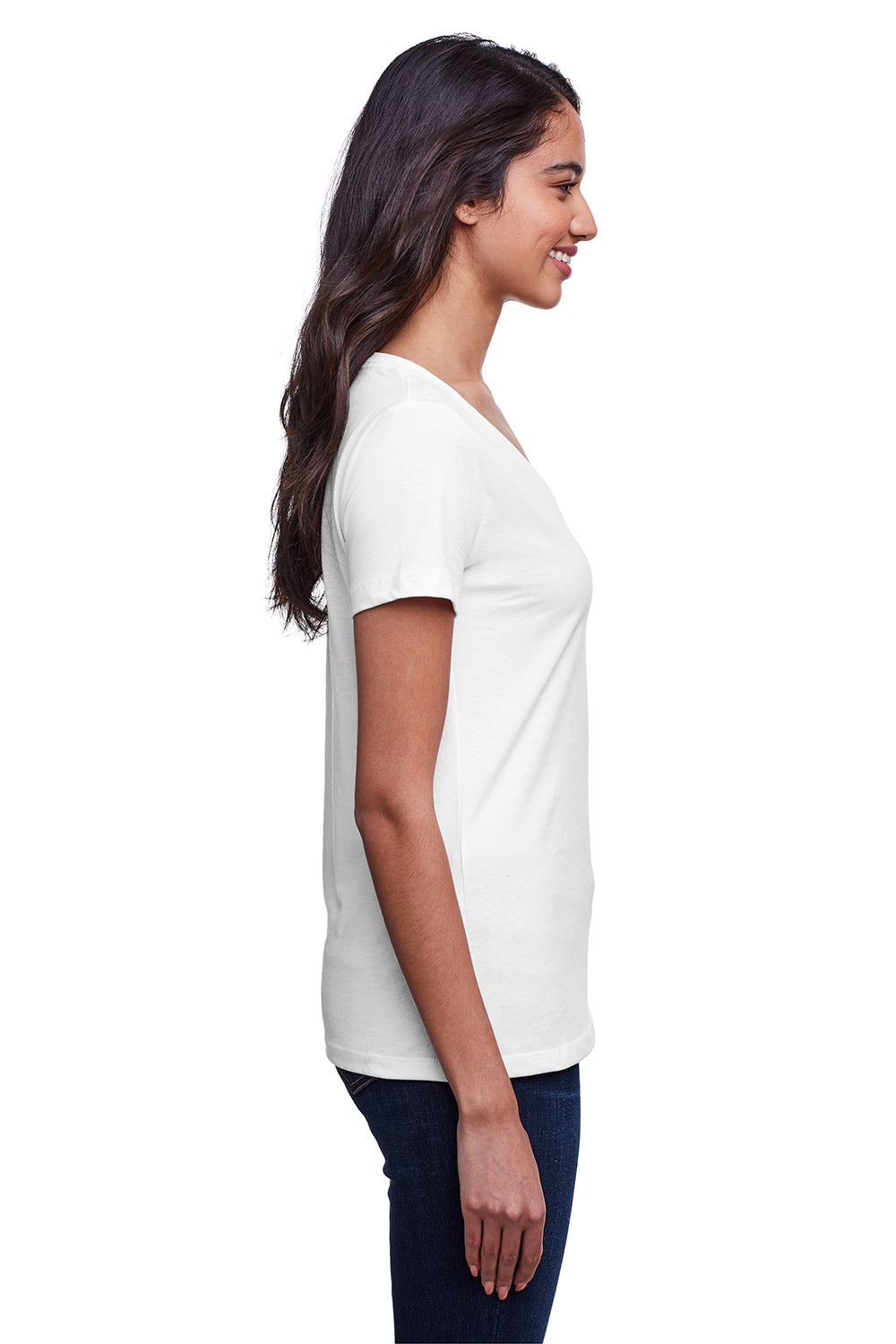 Next Level N4240 Womens Eco Performance Moisture Wicking Short Sleeve V-Neck T-Shirt White Side