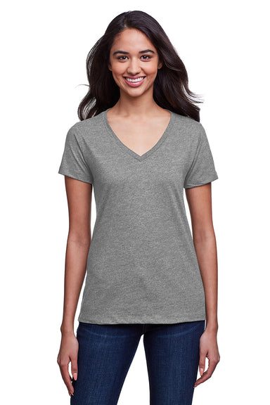 Next Level N4240 Womens Eco Performance Moisture Wicking Short Sleeve V-Neck T-Shirt Heather Dark Grey Front