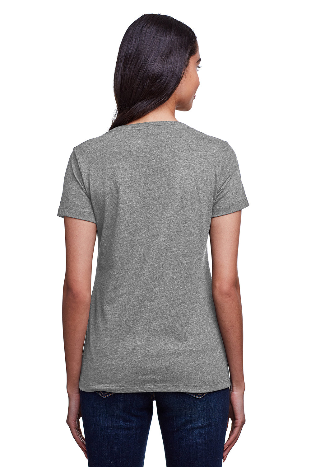 Next Level N4240 Womens Eco Performance Moisture Wicking Short Sleeve V-Neck T-Shirt Heather Dark Grey Back