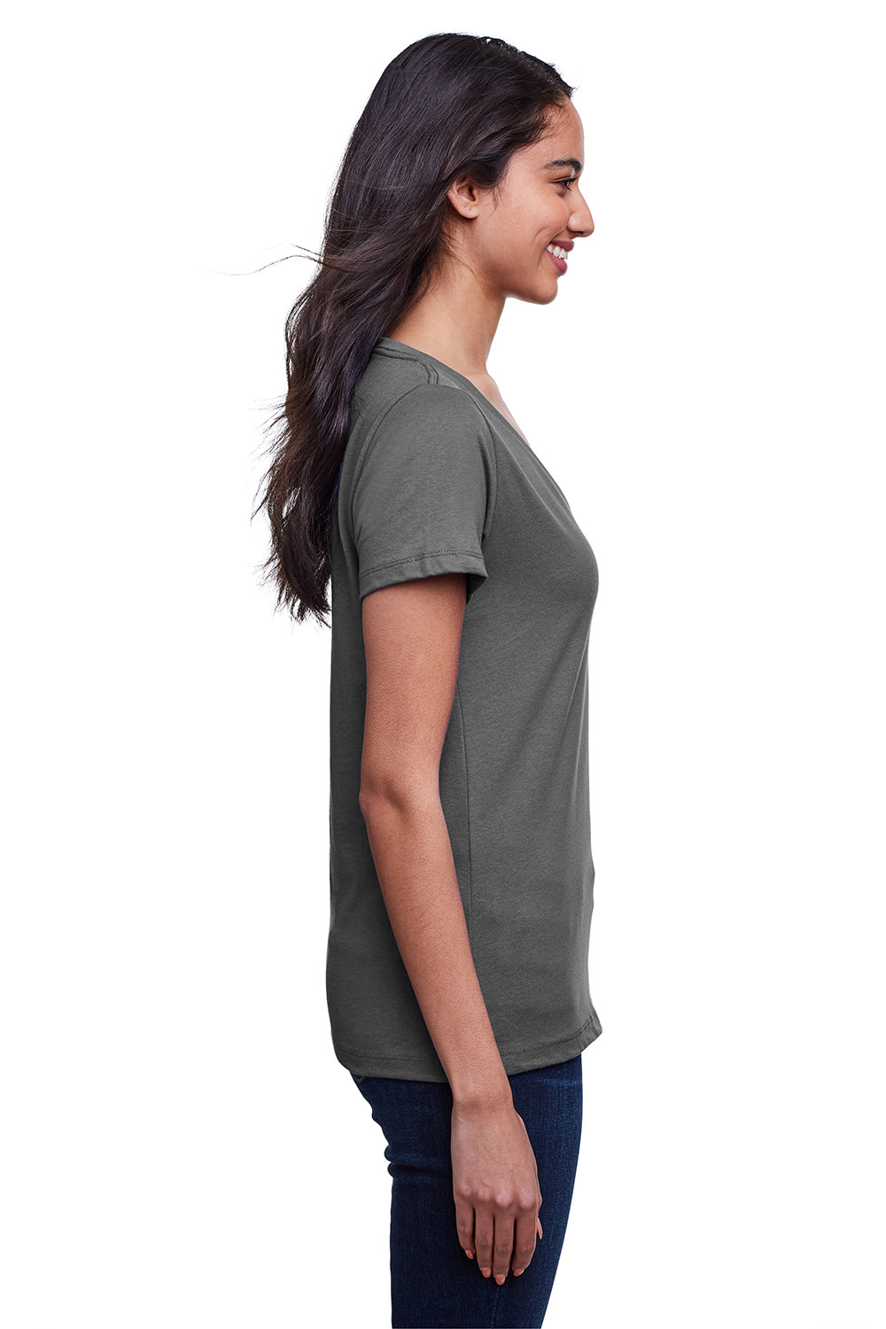 Next Level N4240 Womens Eco Performance Moisture Wicking Short Sleeve V-Neck T-Shirt Heavy Metal Grey Side