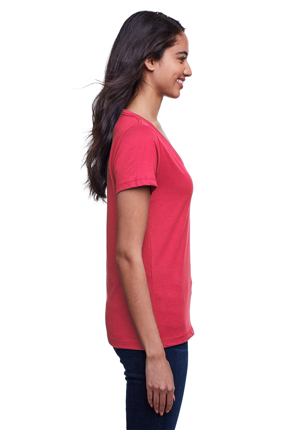Next Level N4240 Womens Eco Performance Moisture Wicking Short Sleeve V-Neck T-Shirt Heather Red Side