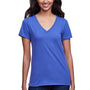 Next Level Womens Eco Performance Moisture Wicking Short Sleeve V-Neck T-Shirt - Heather Sapphire Blue - Closeout
