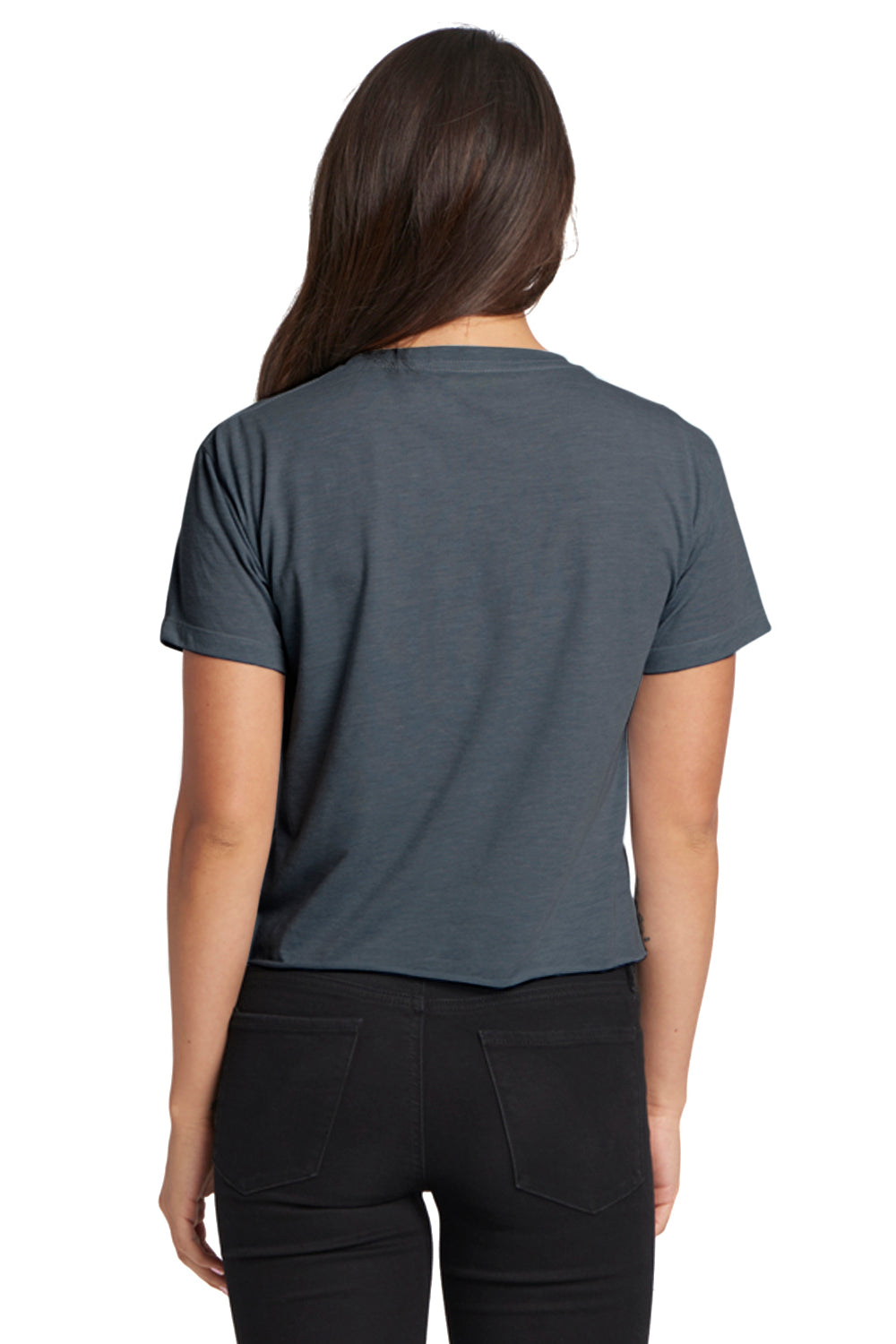 Next Level N5080 Womens Festival Cali Crop Short Sleeve Crewneck T-Shirt Antique Denim Blue Back