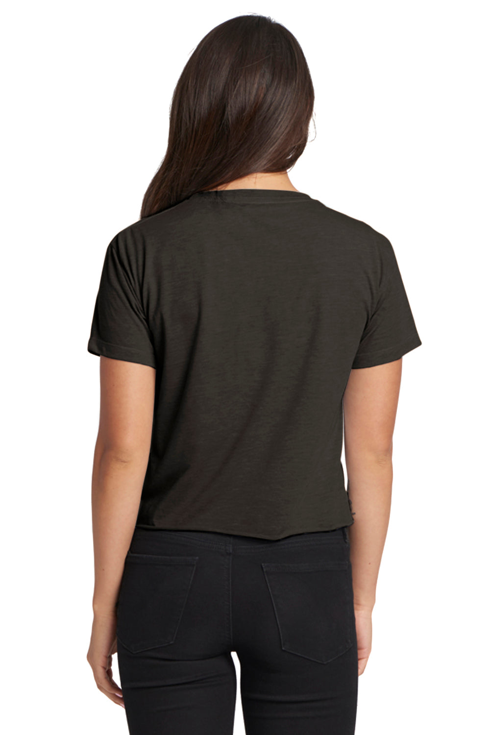 Next Level N5080 Womens Festival Cali Crop Short Sleeve Crewneck T-Shirt Charcoal Grey Back