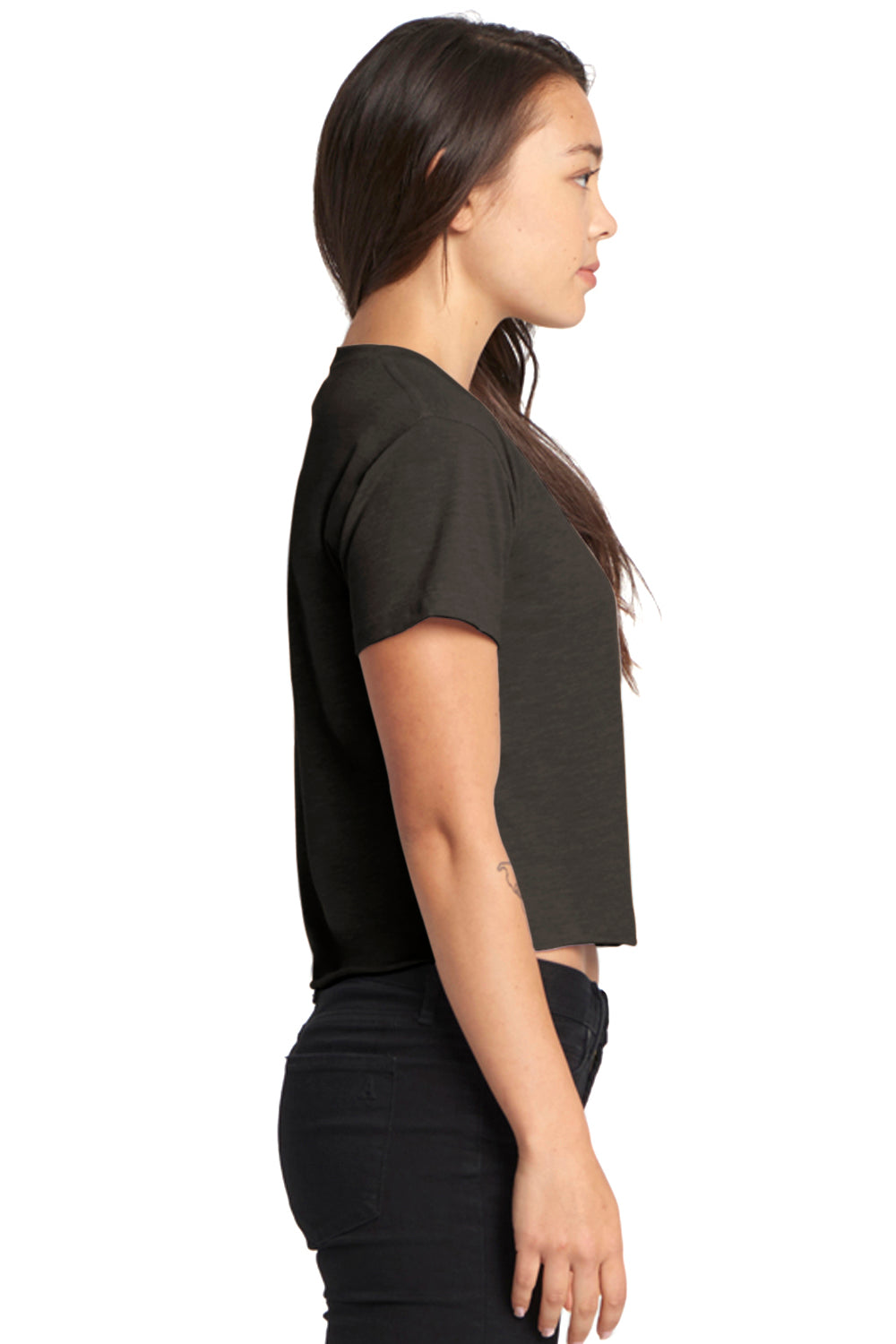 Next Level N5080 Womens Festival Cali Crop Short Sleeve Crewneck T-Shirt Charcoal Grey Side