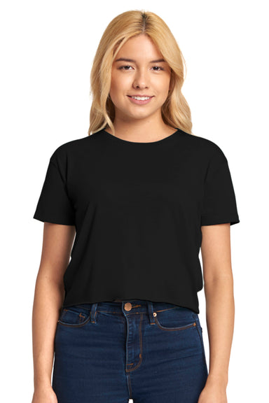 Next Level N5080 Womens Festival Cali Crop Short Sleeve Crewneck T-Shirt Black Front