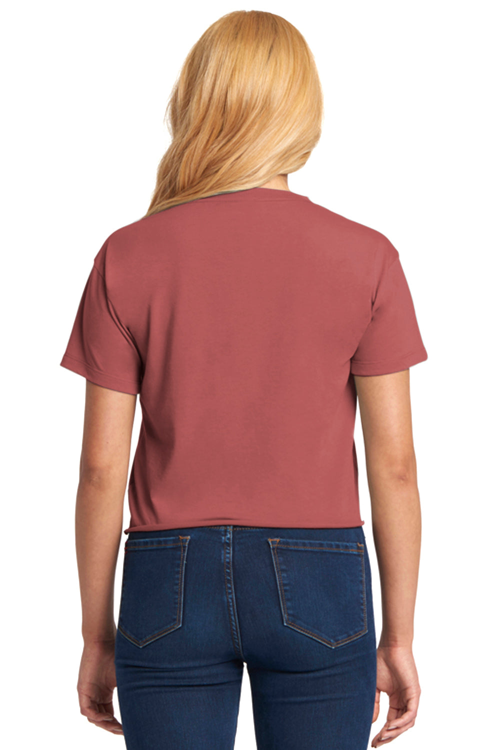Next Level N5080 Womens Festival Cali Crop Short Sleeve Crewneck T-Shirt Paprika Red Back