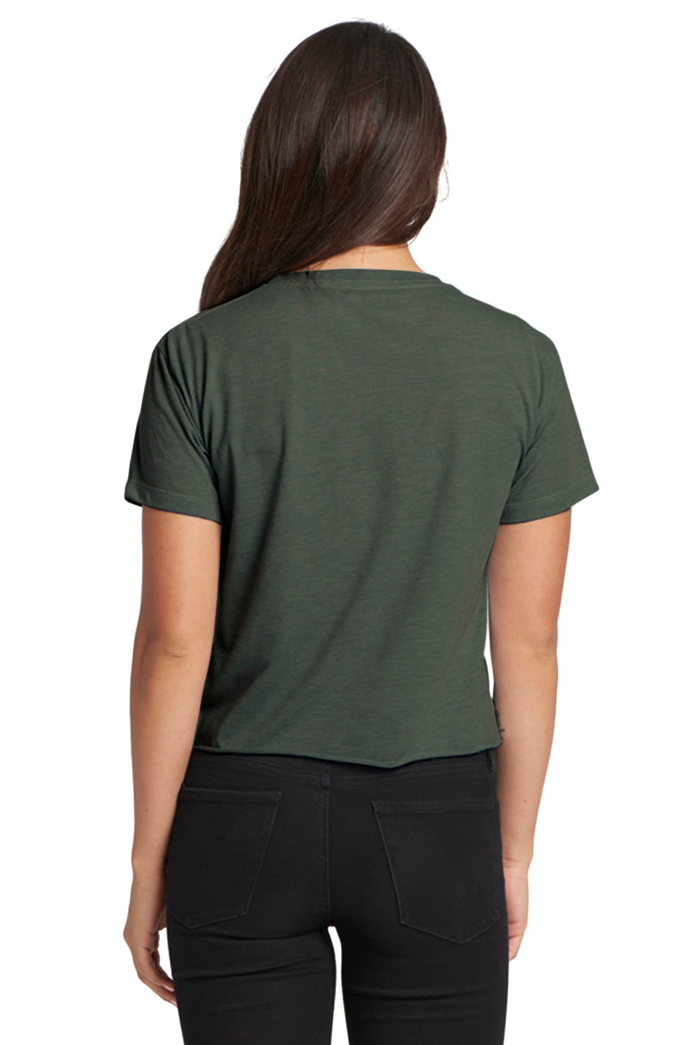 Next Level N5080 Womens Festival Cali Crop Short Sleeve Crewneck T-Shirt Pine Green Back