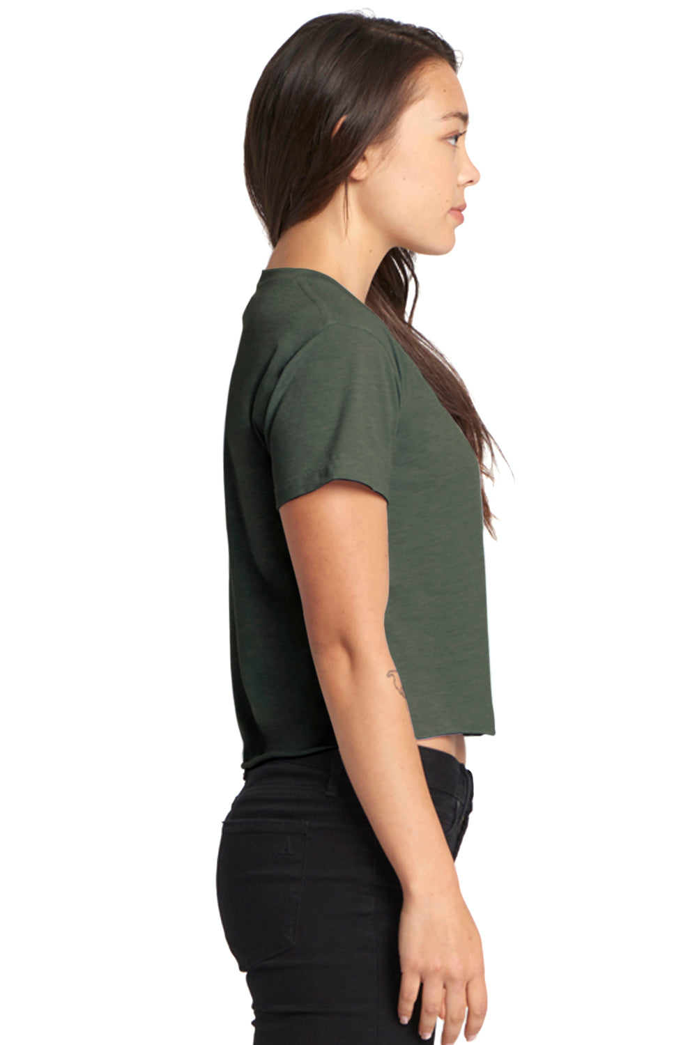 Next Level N5080 Womens Festival Cali Crop Short Sleeve Crewneck T-Shirt Pine Green Side