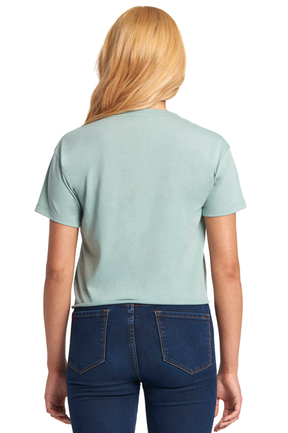 Next Level N5080 Womens Festival Cali Crop Short Sleeve Crewneck T-Shirt Stonewashed Green Back