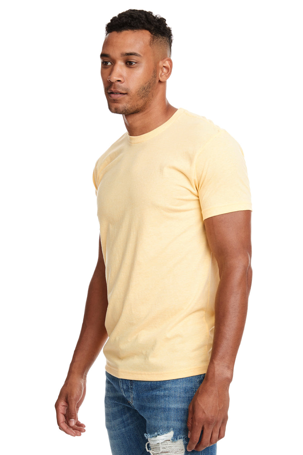 Next Level N6210 Mens CVC Jersey Short Sleeve Crewneck T-Shirt Yellow Side