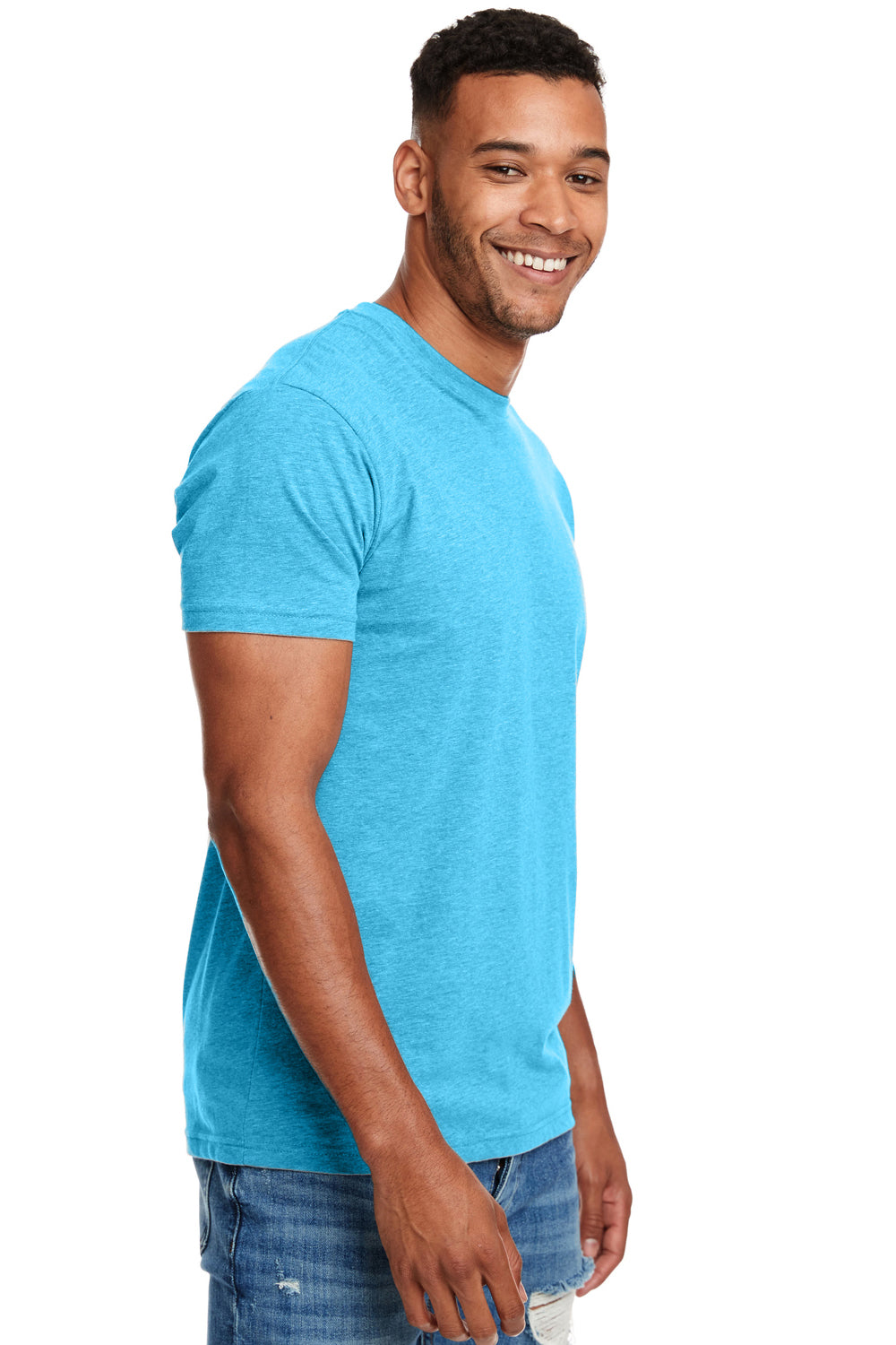 Next Level N6210 Mens CVC Jersey Short Sleeve Crewneck T-Shirt Bondi Blue Side