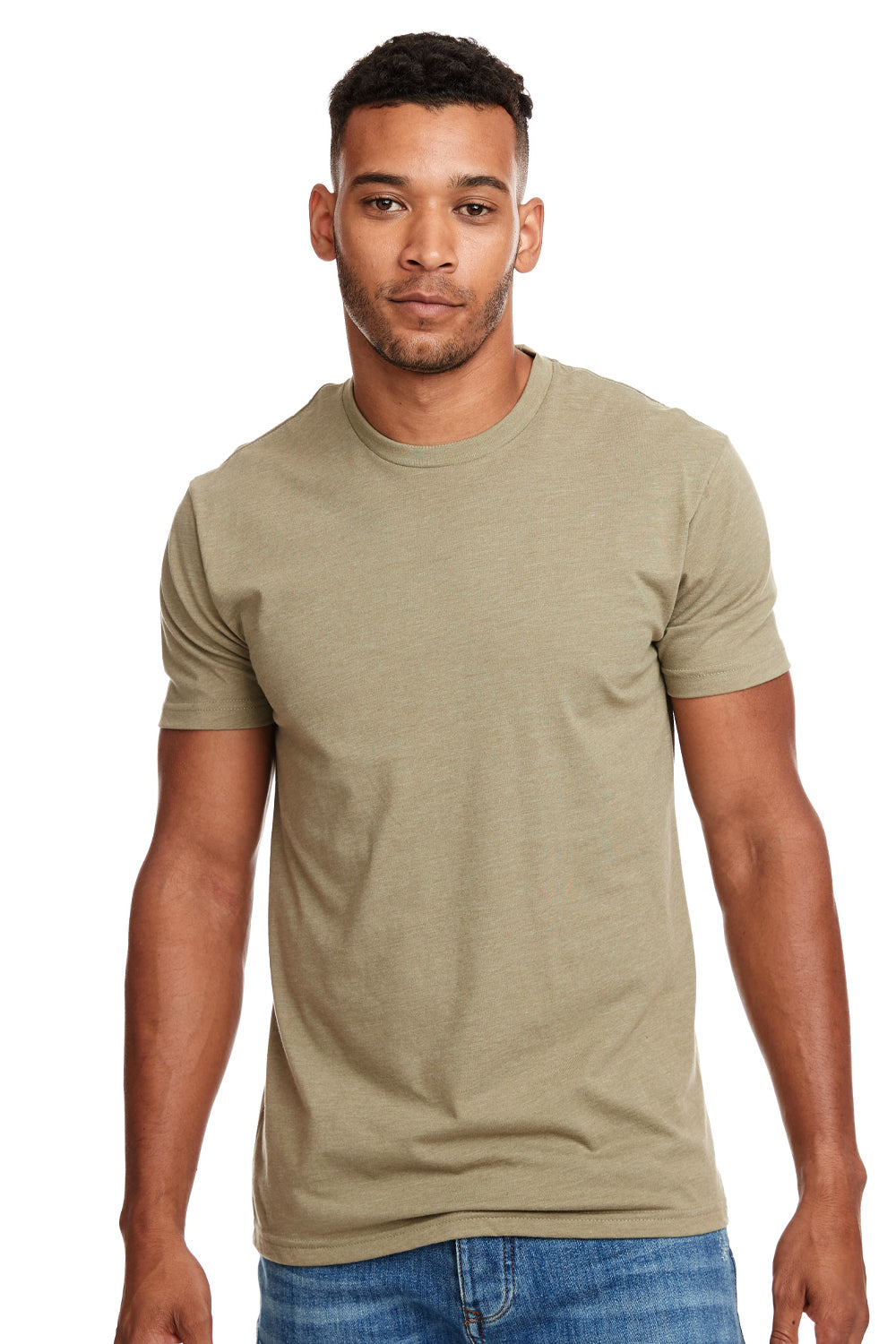 Next Level N6210 Mens CVC Jersey Short Sleeve Crewneck T-Shirt Light Olive Green Front