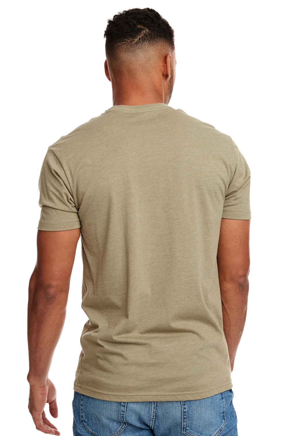 Next Level N6210 Mens CVC Jersey Short Sleeve Crewneck T-Shirt Light Olive Green Back