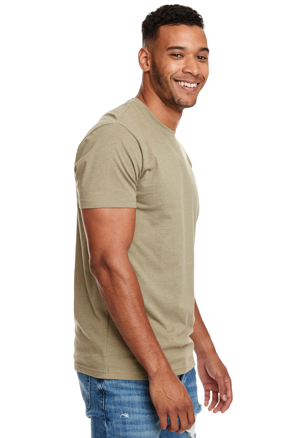 Next Level N6210 Mens CVC Jersey Short Sleeve Crewneck T-Shirt Light Olive Green Side