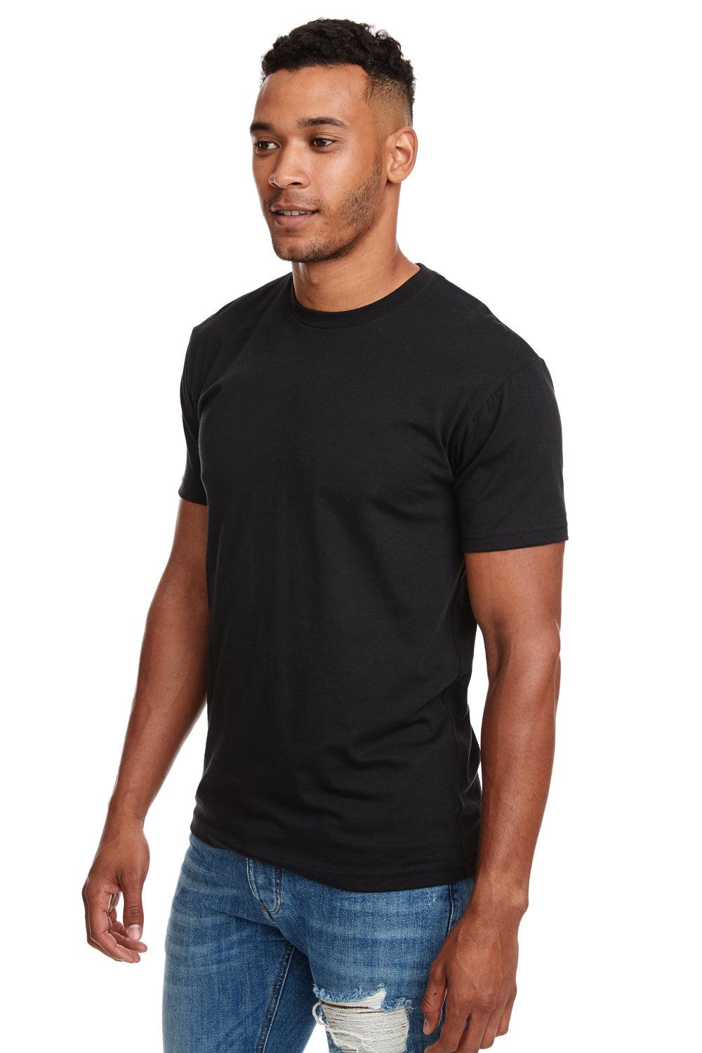 Next Level N6210 Mens CVC Jersey Short Sleeve Crewneck T-Shirt Black Side