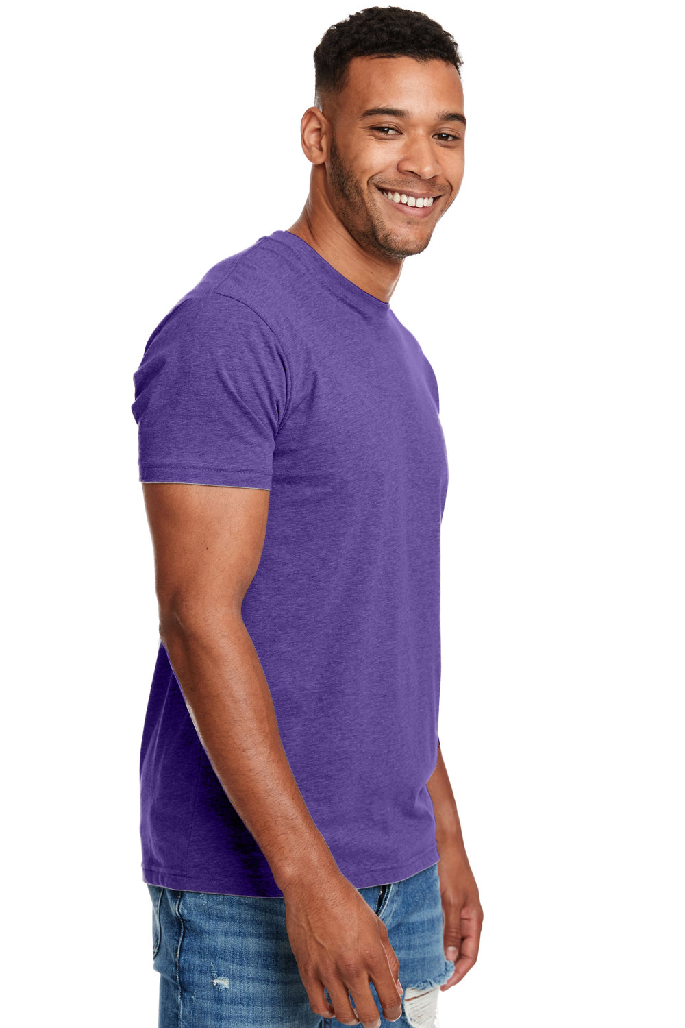 Next Level N6210 Mens CVC Jersey Short Sleeve Crewneck T-Shirt Purple Rush Side