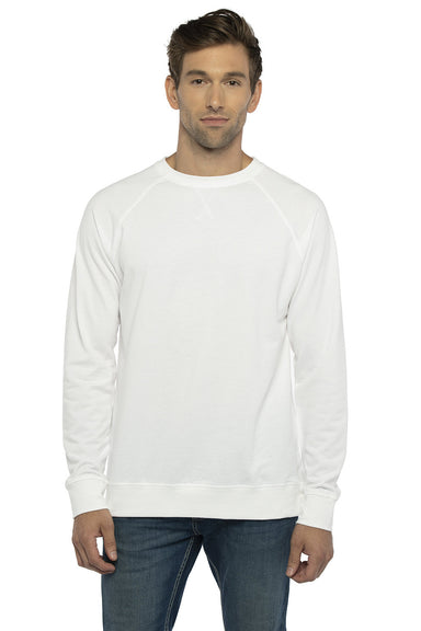 Next Level N9000/9000 Mens French Terry Long Sleeve Crewneck T-Shirt White Front