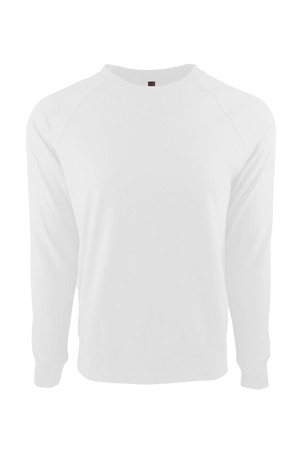 Next Level N9000/9000 Mens French Terry Long Sleeve Crewneck T-Shirt White Flat Front