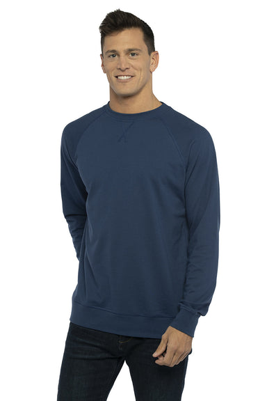 Next Level N9000/9000 Mens French Terry Long Sleeve Crewneck T-Shirt Cool Blue Front